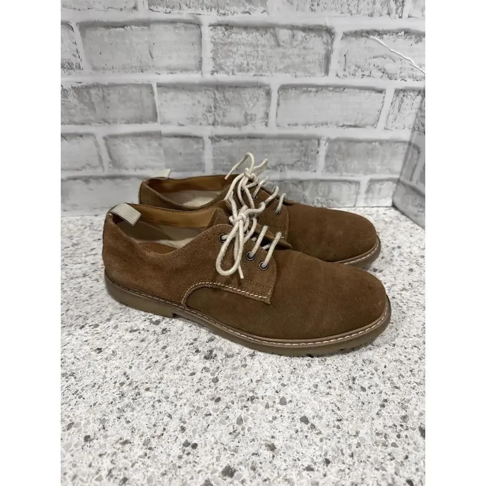Zara Brown Suede Men's Oxford Shoes with Off White Laces